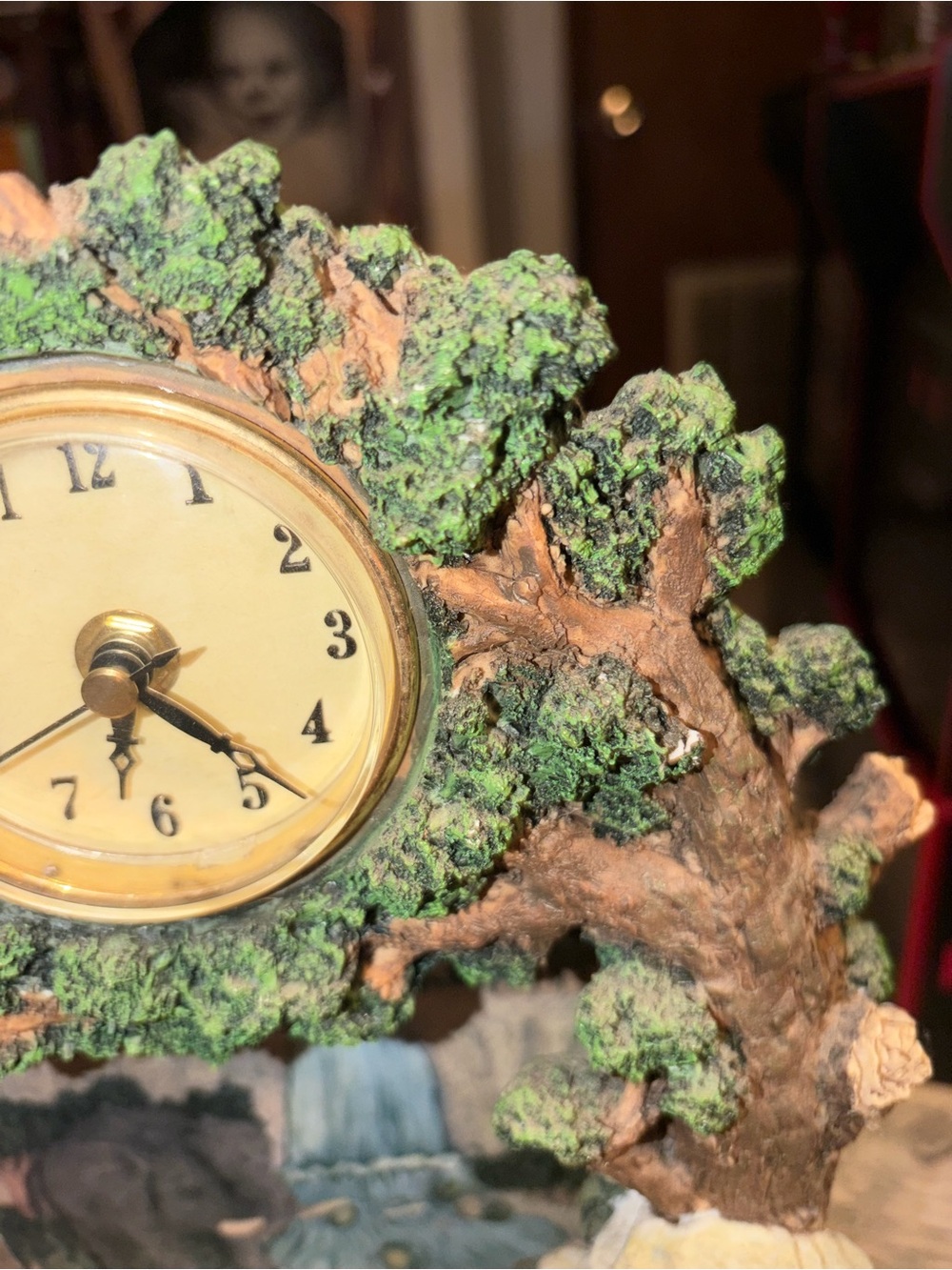 Elephant With Babies Desk Clock Rocks Battery Operated Rustic HTF - Picture 3 of 5